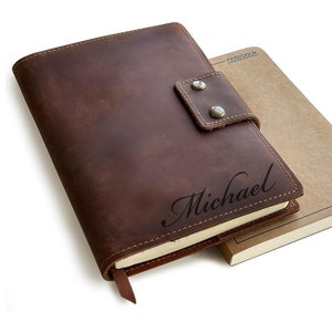 Personalized LEATHER JOURNAL for Men Women Custom Engraved Travel Notebook Graduation Gift for Him Her Mom Dad Teacher Birthday Christmas