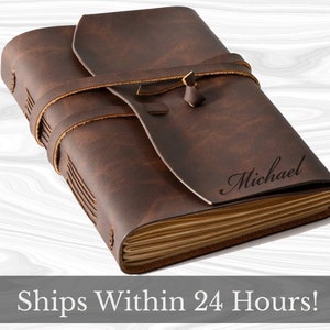 Personalized LEATHER JOURNAL for Men Women Notebook Custom Engraved Mothers Day Gifts for Mom Dad Him Her Travel Art Graduation Teacher image 2