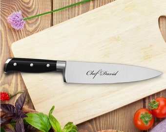 CUCHILLO DE CHEFS personalizado Cuchillo de chef Cocina grabada personalizada Cocinero Regalos personalizados para él Papá Novio Papá Regalo para hombres Mujeres Mamá