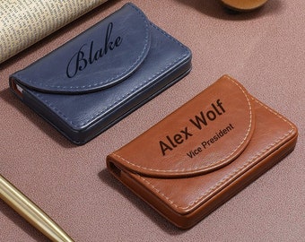 Personalized BUSINESS CARD HOLDER Case Office Desk Corporate Work Boss Manager Birthday Gift for Him Her Men Women Dad Mom Fathers Day