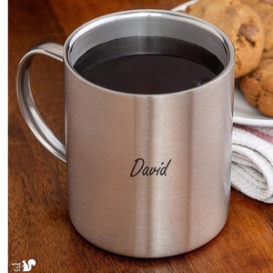 Personalized MUG Custom Mugs Insulated Cup Groomsmen Gift for Him Dad Men Teacher Coffee Camping Hunting HIking 13.5oz Birthday Name