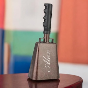 Personalized COWBELL Cow Bell Team Spirit Bell Hand Bell Handbell Call School Gift for Her Women Kids Mom Sports Birthday Custom Engraved