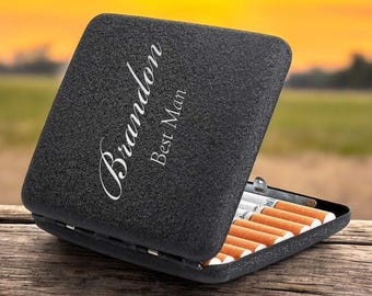 Personalized CIGARETTES CASE HOLDER Cigarette Box Accessories Groomsmen Birthday Gift for Him Dad Men Holds 20 Boyfriend Custom Engraved