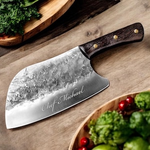 Personalized SERBIAN CHEF KNIFE Knive Cleaver Cooking Home Kitchen Housewarming Groomsmen Gift for Her Mom Him Women Grandpa Custom Engraved