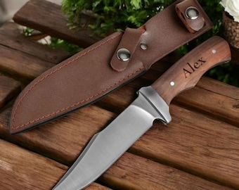 Personalized HUNTING KNIFE & SHEATH Camping Hunting Fishing Groomsmen Birthday Gift for Him Dad Men Custom Boyfriend Girlfriend Mothers Day
