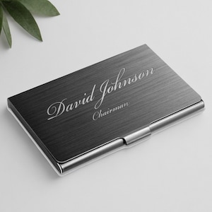 Personalized BUSINESS CARD HOLDER Case Custom Engraved Fathers Day Gift for Dad Him Men Grandpa Son Doctor Realtor Boss Corporate Office