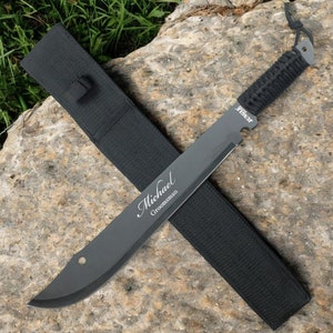 Personalized MACHETE & SHEATH Knife Knives Camping Hunting Hiking Groomsmen Gift for Him Dad Men Gardening 21&quot; Birthday Custom Engraved