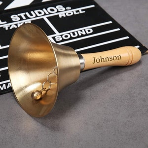 Personalized HANDBELL Hand Bell Dinner School Wedding Groomsmen Gift for Her Mom Him Women Home Housewarming Kitchen Grandpa Custom Engraved