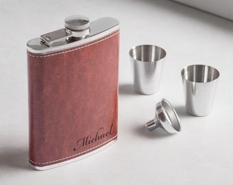 Personalized GROOMSMEN FLASK for Men Best Man Groom Birthday Gift for Him Dad Men Wedding 8oz Boyfriend Fathers Day Custom Engraved
