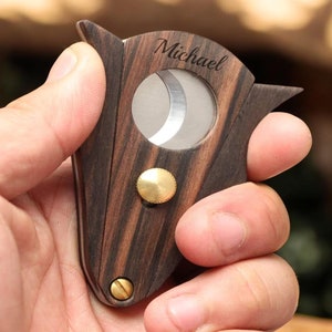 Personalized CIGAR CUTTER Wood Cigars Accessories Groomsmen Gift for Him Dad Men Groom Wedding Golf Birthday Retirement Custom Engraved