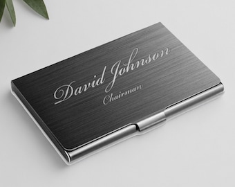 Personalized BUSINESS CARD HOLDER Case Office Desk Corporate Work Boss Manager Birthday Gift for Him Her Men Women Dad Mom Fathers Day
