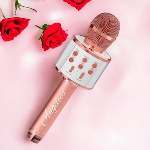 Personalized BLUETOOTH MICROPHONE Karaoke Mic Singing Singer Bridesmaid Gift for Her Mom Women Birthday Wedding Bridal Custom Engraved