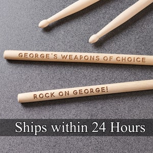 Personalized DRUMSTICKS 5A Drum Sticks Band Drummer Gift for Him Dad Men Husband Grandpa Son Husband Musician Birthday Custom Engraved PAIR