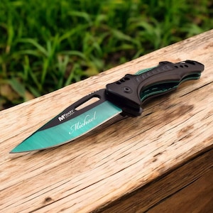Personalized Green POCKET KNIFE for with Clip Knives Groomsmen Gift for Him Dad Men Gift Multitool Hunting Fishing Birthday Custom Engraved
