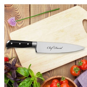 Personalized CHEFS KNIFE Kitchen Chef Knive Cooking Home Kitchen Groomsmen Gift for Her Dad Men Mom Women Husband Wife 8&quot; Custom Engraved