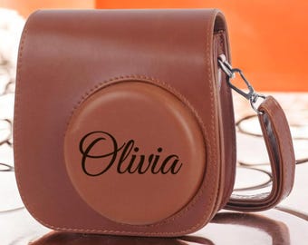 Personalized Fujifilm Instax Mini 12 11 9 Camera Case Bag Cover Leather Strap Groomsmen Birthday Gift for Her Mom Him Women Polaroid Custom