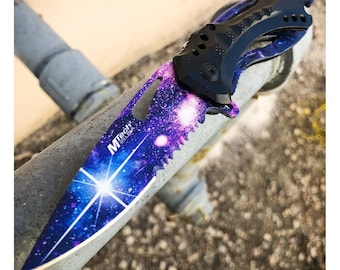 Personalized GALAXY POCKET KNIFE for Knife Knives Space Stars Groomsmen Birthday Gift for Him Dad Men Men Groomsmen Clip Custom Engraved