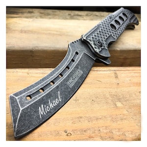Personalized POCKET KNIFE for with Clip Knives Cleaver Multitool Groomsmen Gift for Him Dad Men Gift Black Fishing Birthday Custom Engraved