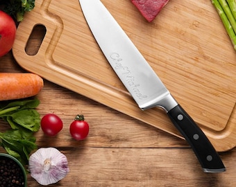 Personalized CHEF KNIFE Kitchen Knives Cooking Housewarming Birthday Gift for Her Him Mom Dad Men Women Wedding Fathers Day Custom Engraved