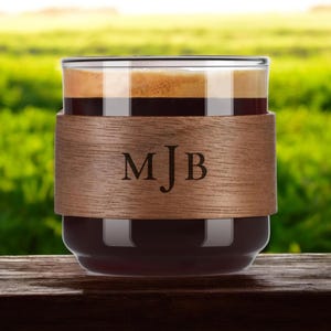 パーソナライズされたエスプレッソカップ、木製ハンドル付きデミタスグラス、ティーラテ、コーヒー愛好家、彼、お父さん、男性、彼女、お母さんへの誕生日プレゼント、カスタム刻印