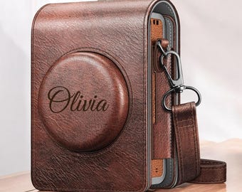 Personalized Fujifilm Instax Mini EVO Camera Case Bag Cover Leather Strap Groomsmen Birthday Gift for Her Mom Him Women Graduation Polaroid