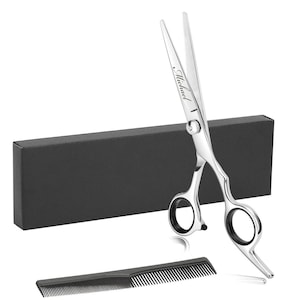 Personalized BARBER SCISSORS & COMB Groomsmen Gift for Him Dad Men Her Mom Women Hair Beard Set Stylist Salon Birthday Custom Engraved