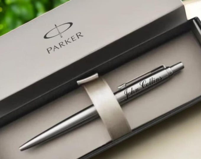 Personalised Engraved Parker Classic Ball Pen - Matte Black Silver -christmas Gift Fathers Day - Boyfriend Wedding For Him Her Groomsman - Canada - View #5