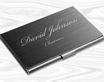 Personalized BUSINESS CARD HOLDER Case Custom Engraved Business Gifts for Him Dad Boyfriend Gift for Men Son Doctor Realtor Corporate Office