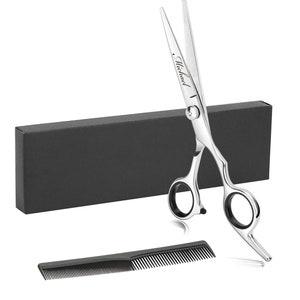 Personalized BARBER SCISSORS & COMB Stylist Haircut Beard Mustache Shears Groomsmen Gift for Him Dad Men Gift Birthday Custom Engraved
