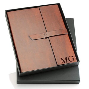 Personalized LEATHER PORTFOLIO for Men Women Padfolio Travel Organizer Business Gift for Him Dad Husband Boyfriend Her Mom Custom Engraved