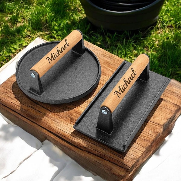 Personalized BURGER PRESS Smasher BBQ Grilling Chef Cooking Birthday Gift for Him Dad Men 6 Year Anniversary Tally Custom Engraved Boyfriend