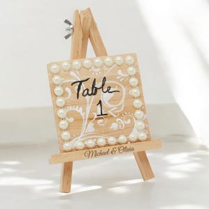 Personalized 7-Inch Wooden Easel Mini Tabletop Display Stand Wedding Gift for Her Kids Crafts Photos Picture Frame Invitations Place Cards