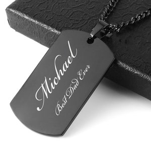 Personalized DOGTAG NECKLACE for Men Dog Tag Name Pendant Military Veteran Necklaces Groomsmen Gift for Him Dad Son Birthday Custom Engraved