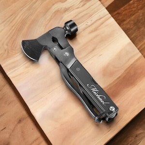 Personalized MULTITOOL AXE Hammer Custom Engraved Knife Tools Groomsmen Gifts for Dad Him Men Screwdriver Bottle Opener Birthday Fathers Day