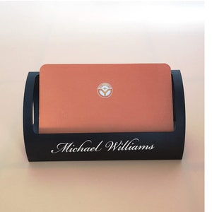Personalized BUSINESS CARD HOLDER Stand Case Office Groomsmen Gift for Him Dad Men Gift for Her Women Mom Birthday Boyfriend Custom Engraved