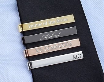 Personalized TIE CLIP for Dad Tieclip Unique Custom Engraved Groomsmen Gifts for Him Boyfriend Men Son Wedding Father of Bride Fathers Day