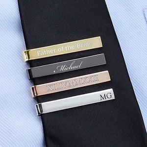 Personalized TIE CLIP for Dad Tieclip Unique Custom Engraved Groomsmen Gifts for Him Boyfriend Men Son Wedding Father of Bride Fathers Day