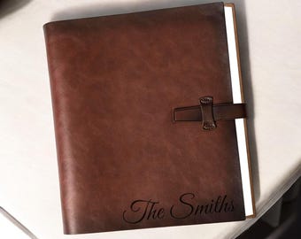 Personalized LEATHER PHOTO ALBUM Wedding Picture Scrapbook Couple Anniversary Birthday Gift for Her Mom Dad Women Boyfriend Custom Engraved
