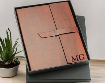 Personalized LEATHER PORTFOLIO for Men Women Corporate Business Padfolio Birthday Gift for Him Dad Her Mom Teacher Coach Custom Mothers Day