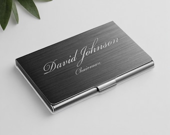 Personalized BUSINESS CARD HOLDER Case Office Desk Corporate Work Boss Manager Birthday Gift for Him Her Men Women Dad Mom Custom Engraved