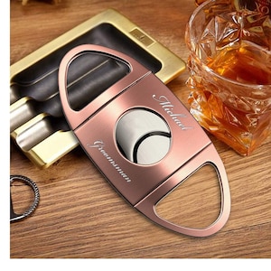 Personalized CIGAR CUTTER Cigars Accessories Groomsmen Gift for Him Dad Men Bachelor Best Man Son Grandpa Birthday Custom Engraved Christmas