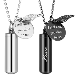 Personalized CREMATION URN WING Necklace Ashes Jewelry Keepsake Custom Engraved Pet Memorial Human Urns Women Necklaces Pendants