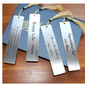 Personalized BOOKMARK & TASSEL Book Mark Book Lover Reader Teacher Groomsmen Gift for Him Dad Men Her Mom WomenBirthday Custom Engraved Name