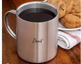 Personalized MUG Custom Mugs Insulated Cup Groomsmen Gifts for Dad Him Boyfriend Men Teacher Coffee Camping Hunting HIking Engraved 13.5oz