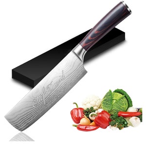 Personalized CHEFS NAKIRI KNIFE Knive Set Japanese Professional Kitchen Chef Cooking Gift for Her Mom Him Women Birthday Custom Engraved
