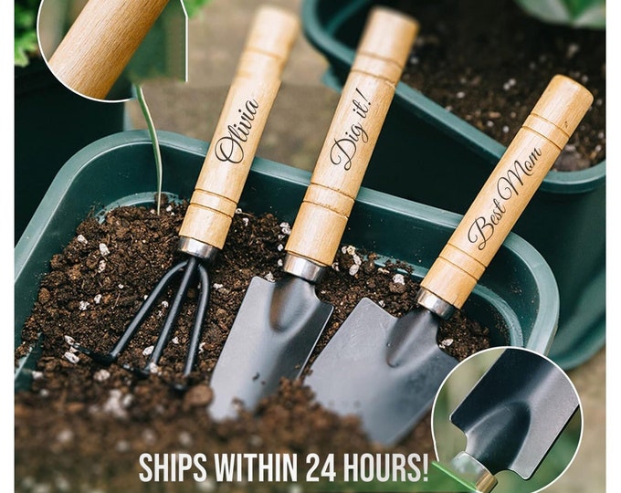 Personalized GARDENING TOOLS SET Custom Engraved Garden Flower Home Mothers Day Gifts for Mom Her Him Dad Men Women Retirement Birthday