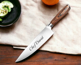 Personalized CHEF KNIFE Kitchen Knives Cooking Housewarming Birthday Gift for Her Him Mom Dad Men Women Wedding Fathers Day Custom Engraved