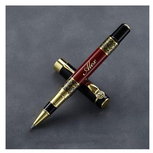 Personalized EXECUTIVE PEN Custom Pens Engraved Groomsmen Gifts for Dad Him Men Boyfriend Teacher Graduation Business Corporate Fathers Day Black/Red