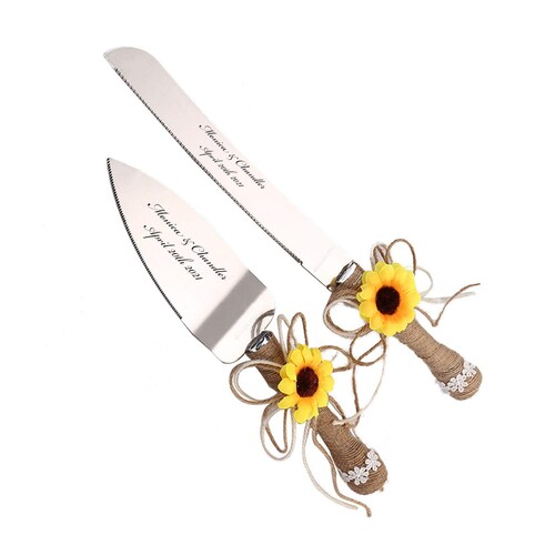 Sunflower Cake Knife Set Sunflower Wedding Cake Knife Server Etsy