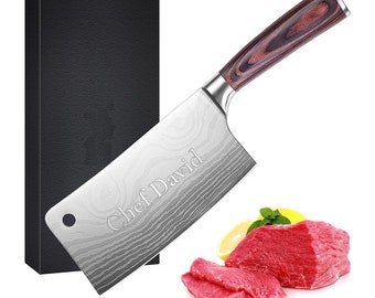 Personalized BUTCHER KNIFE Cleaver Chef Knive Set Kitchen Chefs Cooking Custom Engraved Gifts for Him Dad Men Boyfriend Gift Mom Her Women